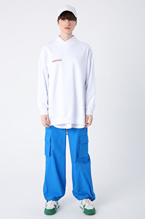 Beyaz-Pamuklu Sundream Baskılı Sweatshirt