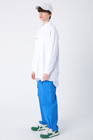 Beyaz-Pamuklu Sundream Baskılı Sweatshirt