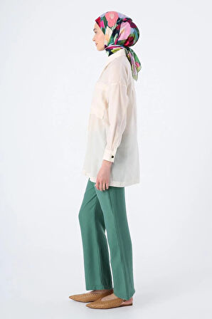 Kırık Beyaz-Rahat Kalıp Gömlek Tunik