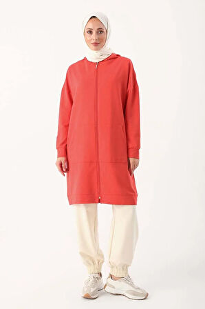 Nar Çiçeği-Fermuarlı Sweat Hırka