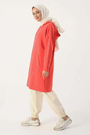 Nar Çiçeği-Fermuarlı Sweat Hırka