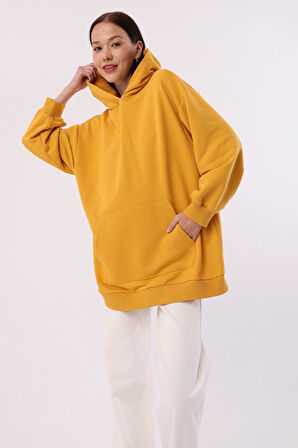 Hardal-Kanguru Cepli Oversize Sweatshirt