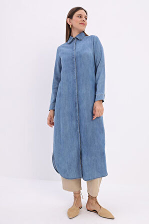 Mavi-Denim Uzun Gömlek Tunik