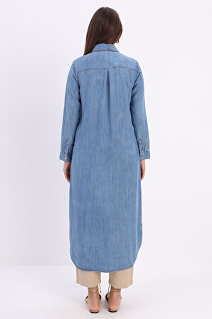 Mavi-Denim Uzun Gömlek Tunik