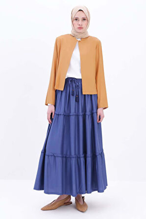 Camel-Hakim Yaka Tek Düğmeli Kısa Ceket