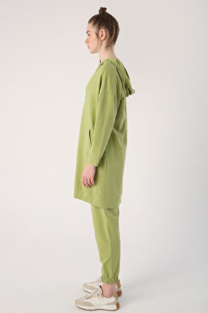 Açık Yeşil-Fermuarlı Sweat Hırka