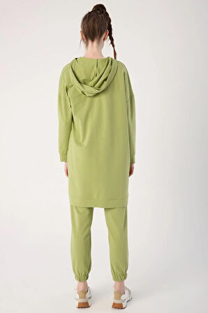 Açık Yeşil-Fermuarlı Sweat Hırka