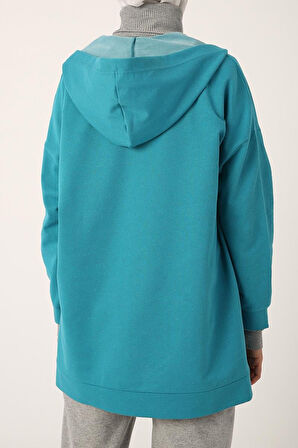 Mint-Fermuarlı Sweat Hırka