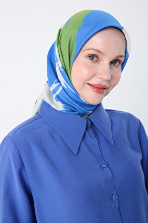 Yeşil-Bej-Desenli Pamuk Lucia Eşarp
