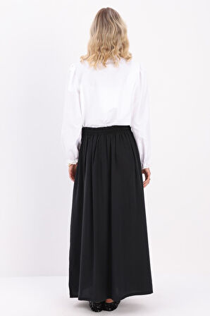 Siyah-Pileli Kloş Etek