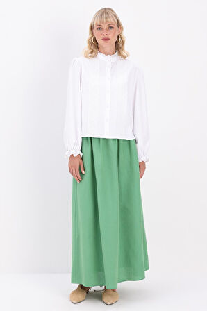 Yeşil-Keten Kloş Etek