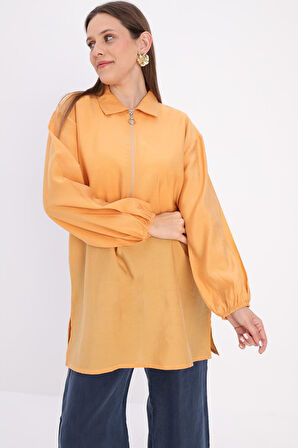 Sarı-Fermuarlı Tunik