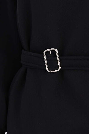 Siyah-Pamuklu Kuşaklı Sweat Tunik