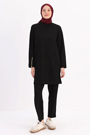 Siyah-Kolu Fermuarlı Tunik
