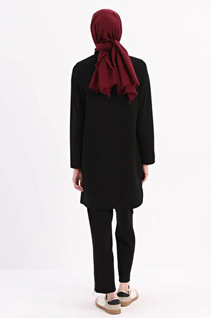 Siyah-Kolu Fermuarlı Tunik