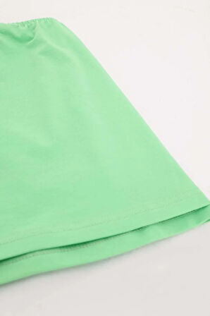Neon Yeşil-Pamuklu Penye Kısa İçlik Etek