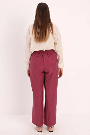 Vişne-Cepli Boru Paça Pantolon