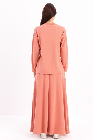 Somon-Beli Büzgülü Örme Etekli Takım