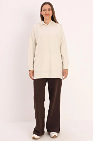 Taş-Kapüşonlu Kanguru Cepli Sweatshirt