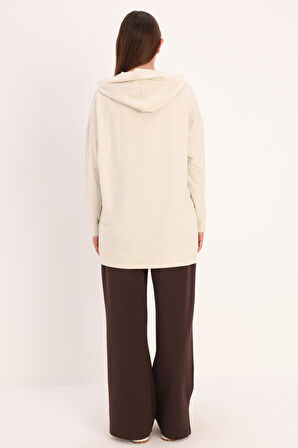Taş-Kapüşonlu Kanguru Cepli Sweatshirt