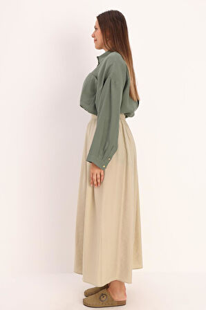 Mint-Pileli Kloş Etek