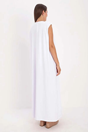 Beyaz-Kolsuz İçlik Elbise