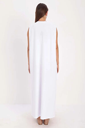 Beyaz-Kolsuz İçlik Elbise