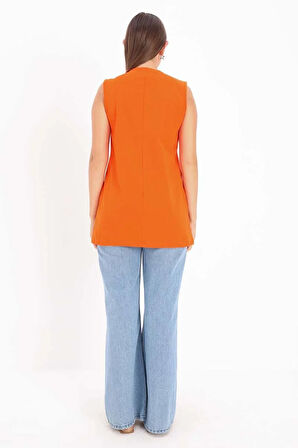 Turuncu-Kolsuz T-Shirt Tunik