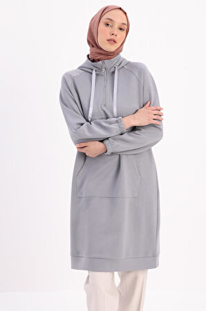 Gri-Ön Roba Dubleli Sweat Tunik