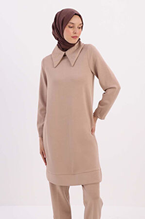 Vizon-Yakası Zincir Nakışlı Tunik