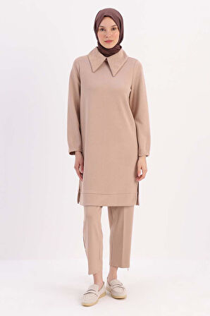 Vizon-Yakası Zincir Nakışlı Tunik