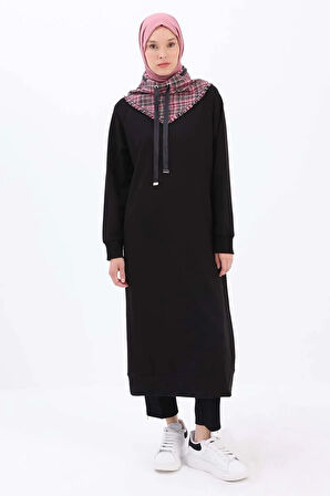 Siyah-Tüvit Garnili Sweat Tunik