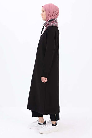Siyah-Tüvit Garnili Sweat Tunik