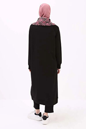 Siyah-Tüvit Garnili Sweat Tunik