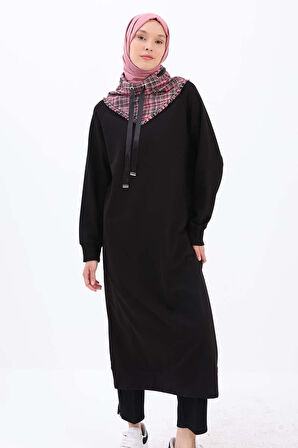 Siyah-Tüvit Garnili Sweat Tunik