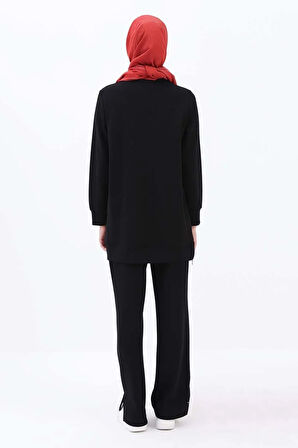 Siyah-Garni Piliseli Tunik