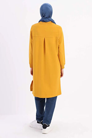 Sarı-NAKIŞLI PİLİKAŞELİ SWEAT TUNİK