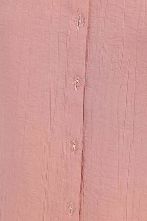 Gül-KÖŞE MANŞET DETAYLI ŞIK DÜĞMELİ GÖMLEK