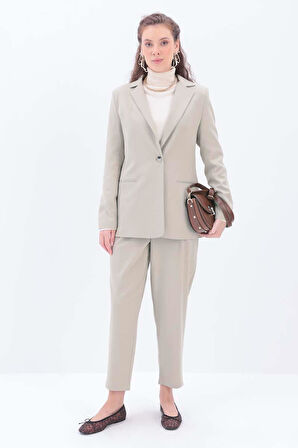 Bej-Astarlı Blazer Ceket