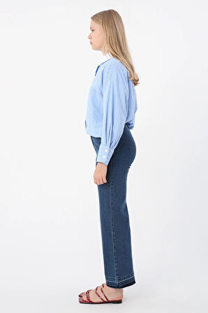 Mavi-Pamuklu Wide Leg Denim Pantolon