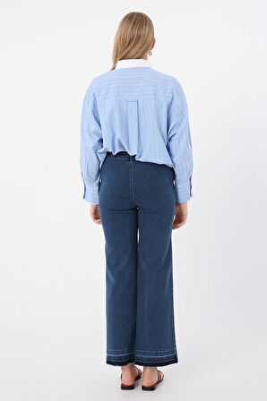 Mavi-Pamuklu Wide Leg Denim Pantolon