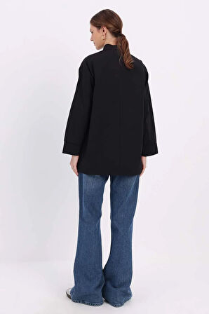 Siyah-CEPLİ FERMUARLI TRENÇKOT