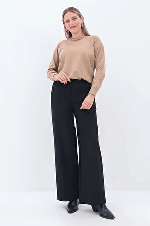 Siyah-Beli Lastikli Kordonlu Pantolon