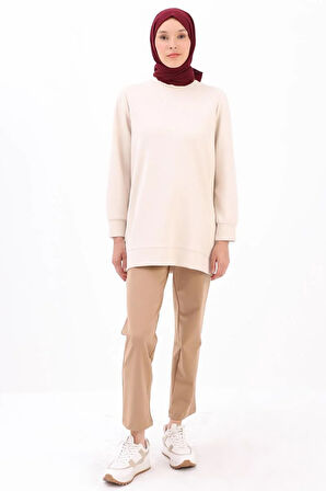 Açık Bej-Garni Piliseli Tunik