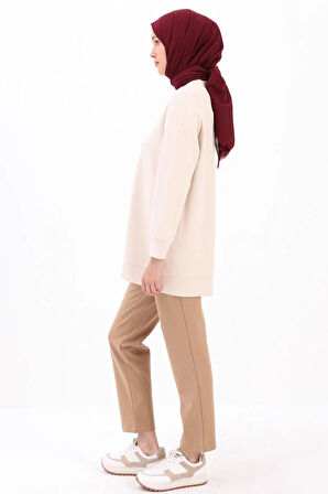 Açık Bej-Garni Piliseli Tunik