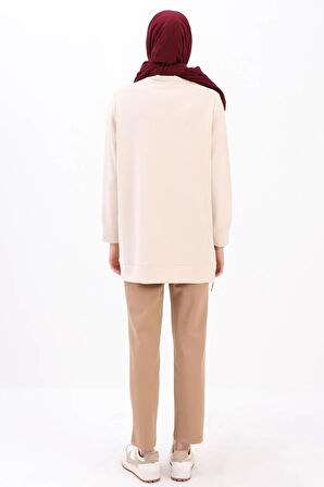 Açık Bej-Garni Piliseli Tunik