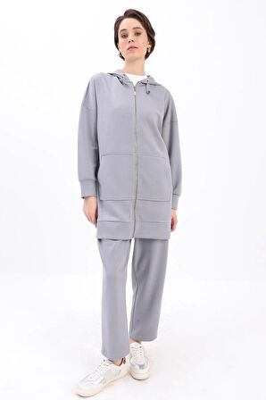 Gri-Kanguru Cepli Eşofman Takımı