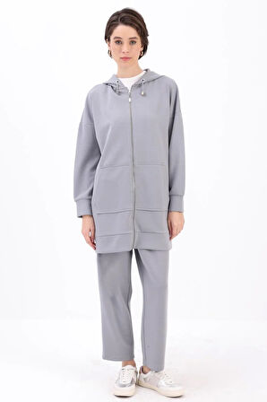 Gri-Kanguru Cepli Eşofman Takımı