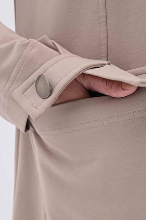 Bej-Cepli Hakim Yaka Büyük Beden Ferace