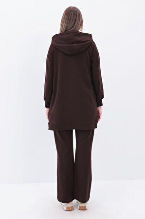 Acı Kahve-Yandan Fermuarlı Cepli Eşofman Takımı